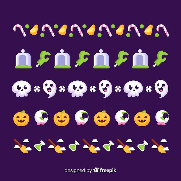 Flat halloween garland collection Free Vector