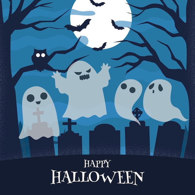 Free vector flat halloween ghost illustration