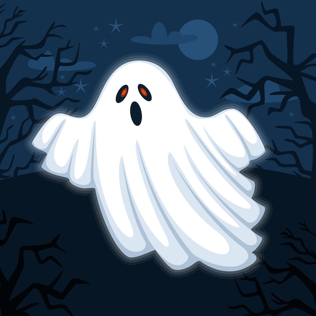 Плоская иллюстрация призрака хэллоуина