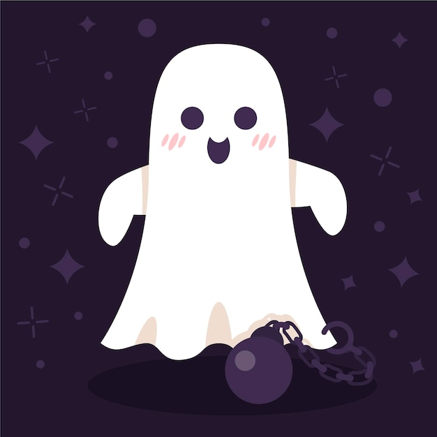 Vettore gratuito illustrazione piatta del fantasma di halloween