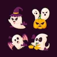 Free vector flat halloween ghosts collection