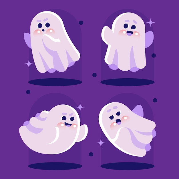 Free vector flat halloween ghosts collection