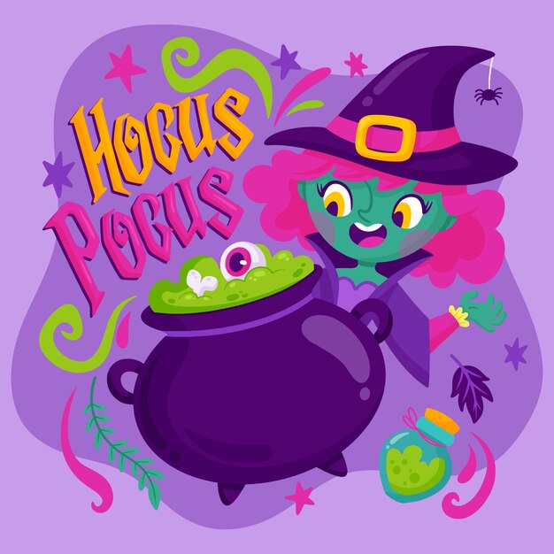 플랫 할로윈 hocus pocus 그림