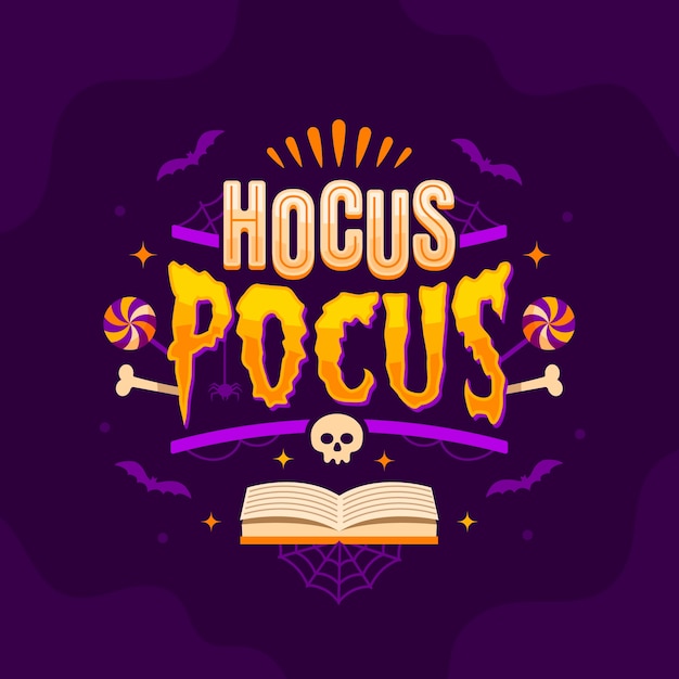 Flat halloween hocus pocus lettering