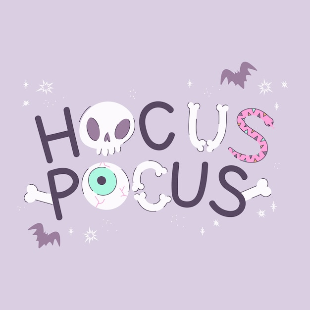 플랫 할로윈 hocus pocus 레터링