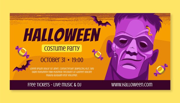 Free vector flat halloween horizontal banner template