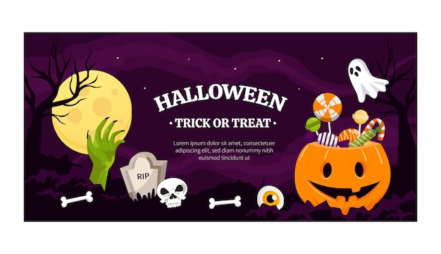 Flat halloween horizontal banner template