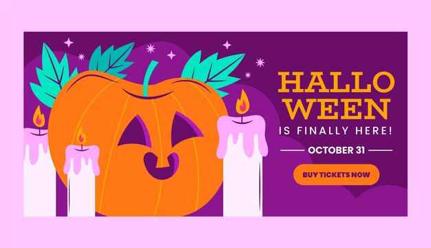 Free vector flat halloween horizontal banner template