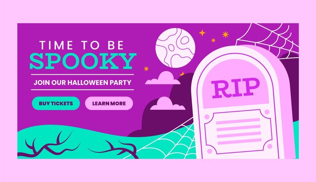 Flat halloween horizontal banner template