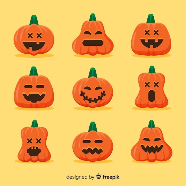 Free vector flat halloween innocent pumpkin collection