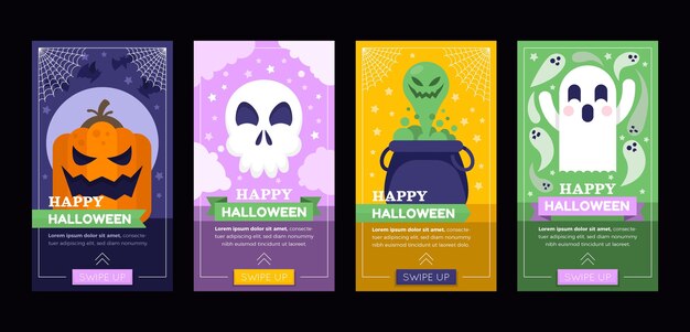 Flat halloween instagram stories collection