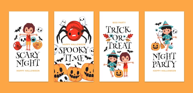 Flat halloween instagram stories collection