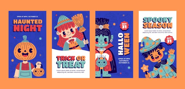 Flat halloween instagram stories collection