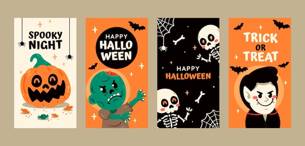 Flat halloween instagram stories collection