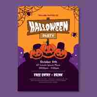 Free vector flat halloween invitation template