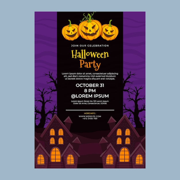 Free vector flat halloween invitation template