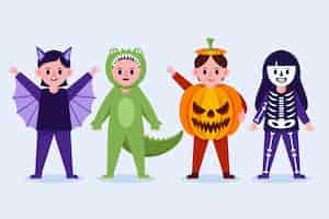 Free vector flat halloween kids collection