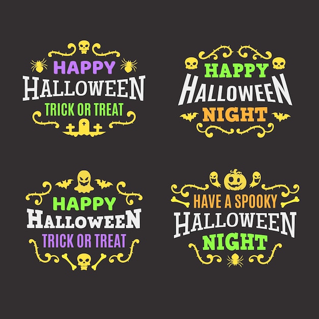 Free vector flat halloween label collection