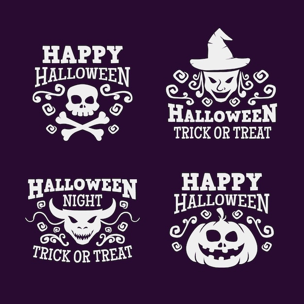 Free vector flat halloween label collection