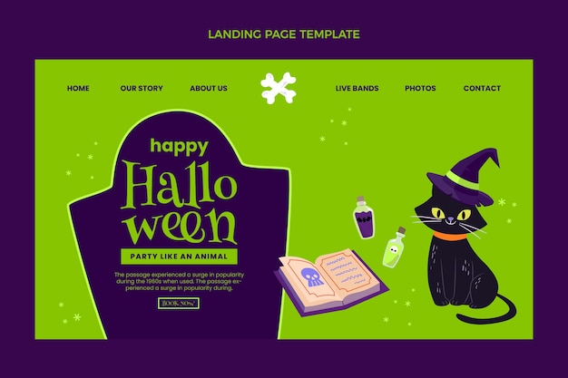 Free vector flat halloween landing page template