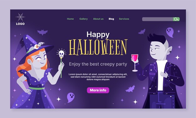 Flat halloween landing page template