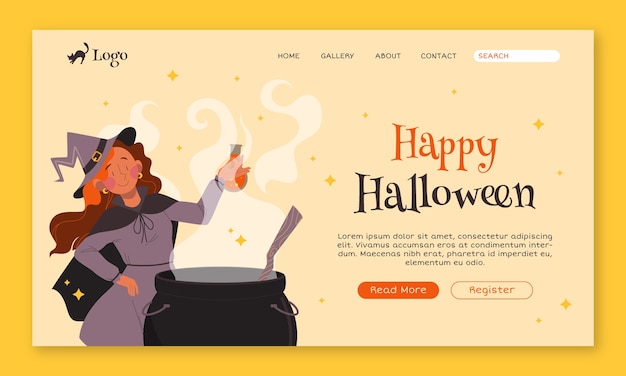 Free vector flat halloween landing page template