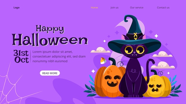 Free vector flat halloween landing page template
