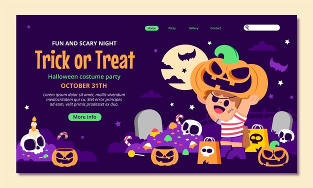 Flat halloween landing page template