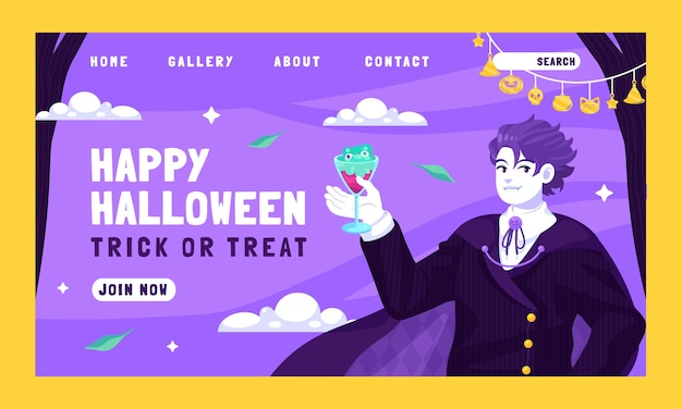 Free vector flat halloween landing page template