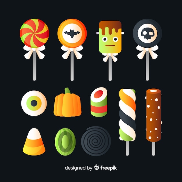 Flat halloween lollipop collection