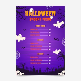 Flat halloween menu template
