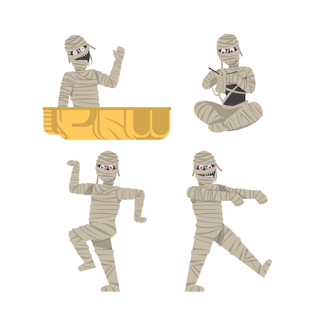 Flat halloween mummies collection