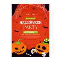 Free vector flat halloween party invitation template