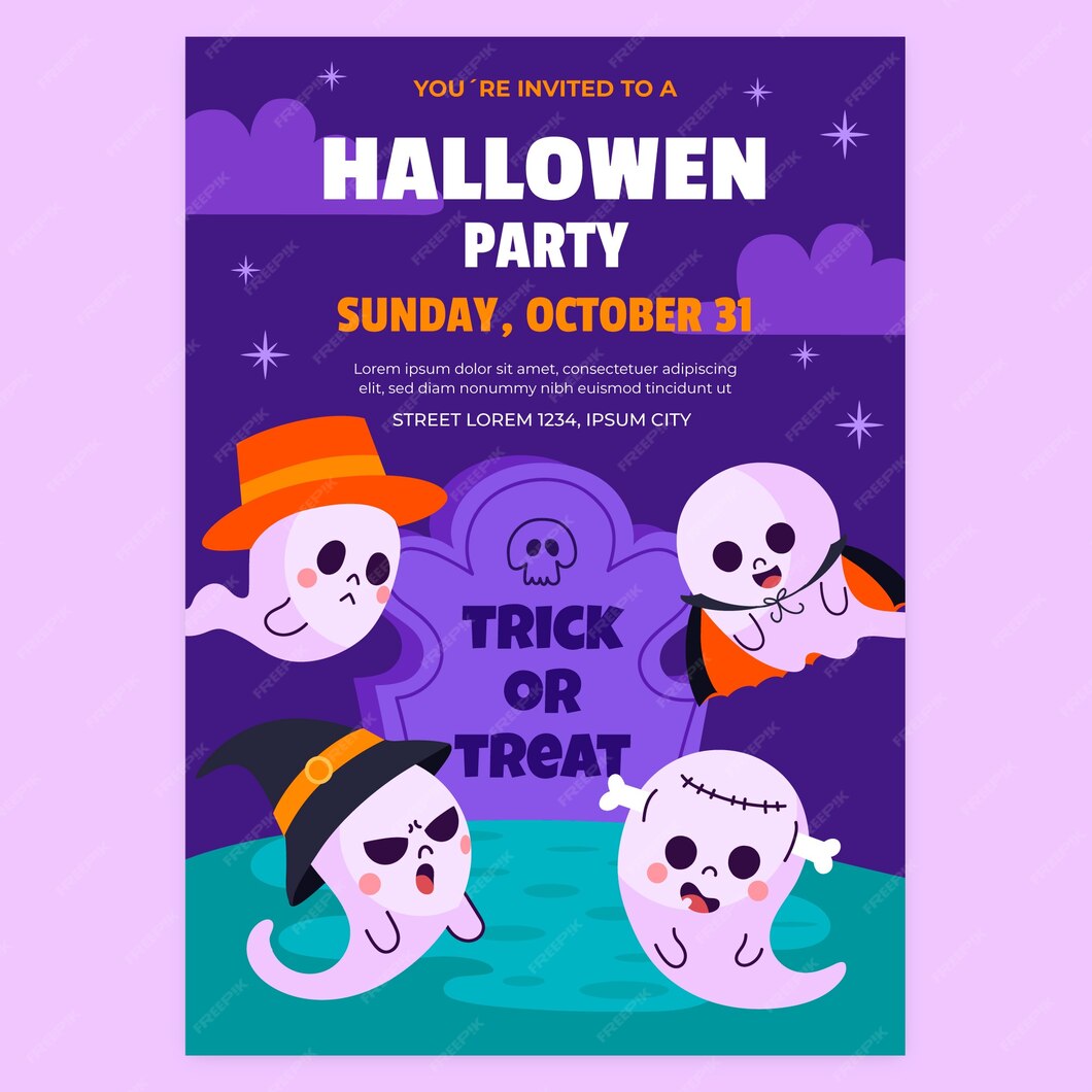 free-vector-flat-halloween-party-invitation-template