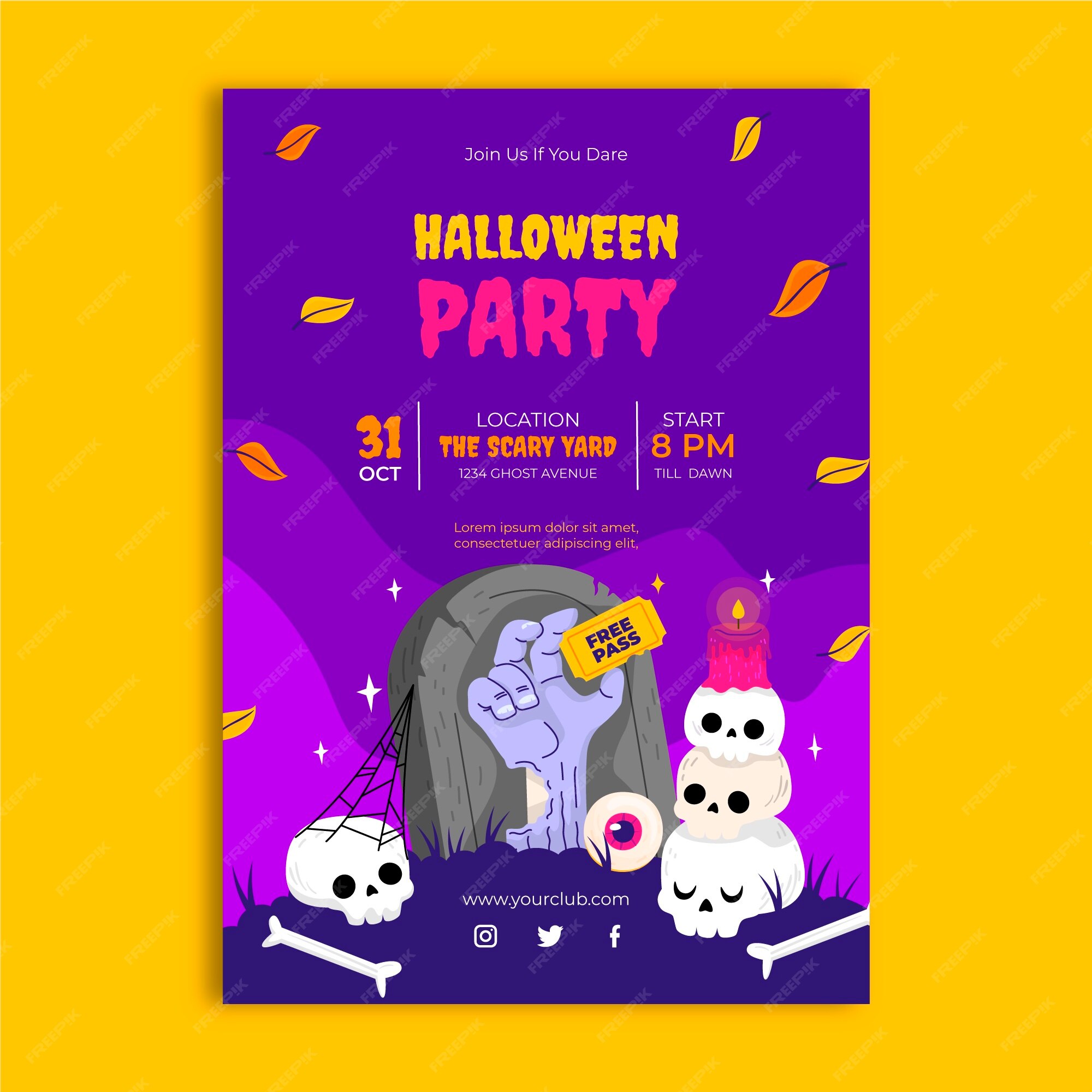 free-vector-flat-halloween-party-invitation-template