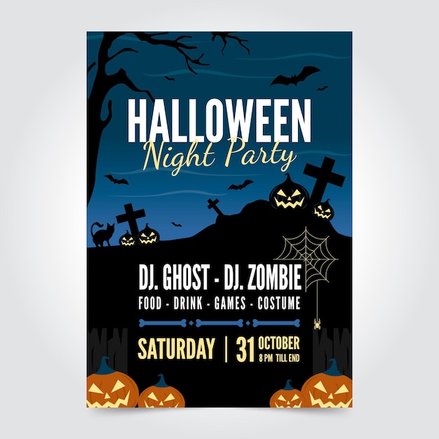 Free vector flat halloween party poster