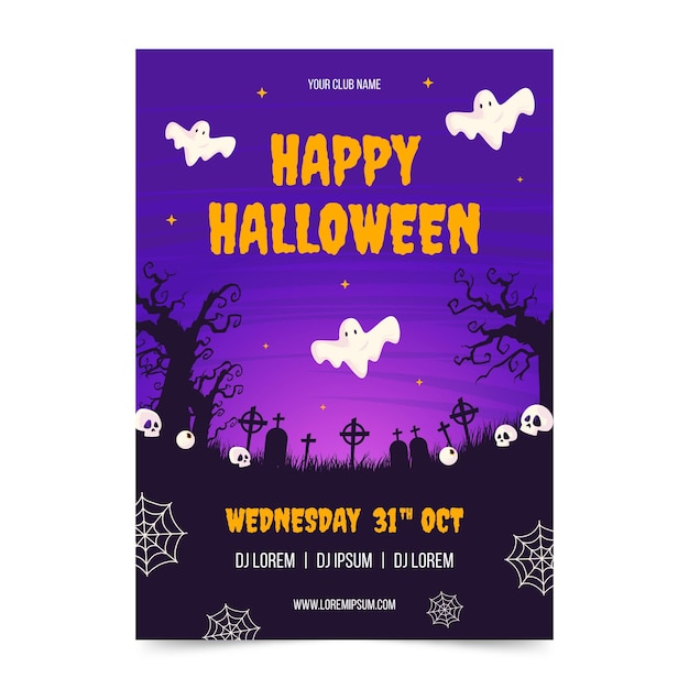 Free vector flat halloween party vertical flyer template