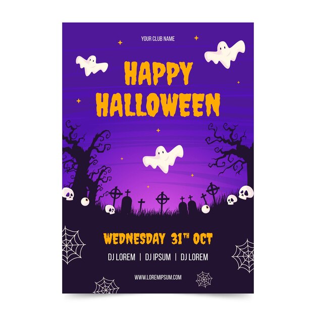 Flat halloween party vertical flyer template