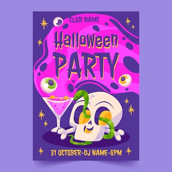 Flat halloween party vertical poster template