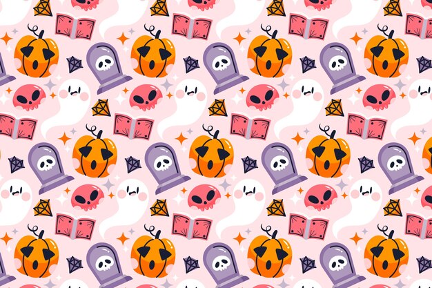 Free vector flat halloween pastel pattern background