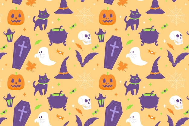 Vettore gratuito fondo piatto del modello pastello di halloween