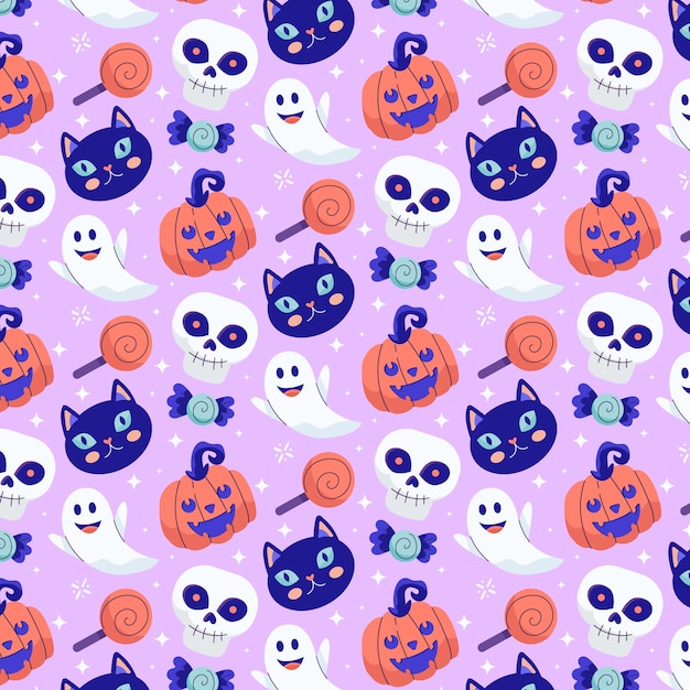 Flat halloween pastel pattern background