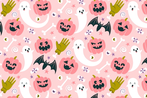 Flat halloween pastel pattern background