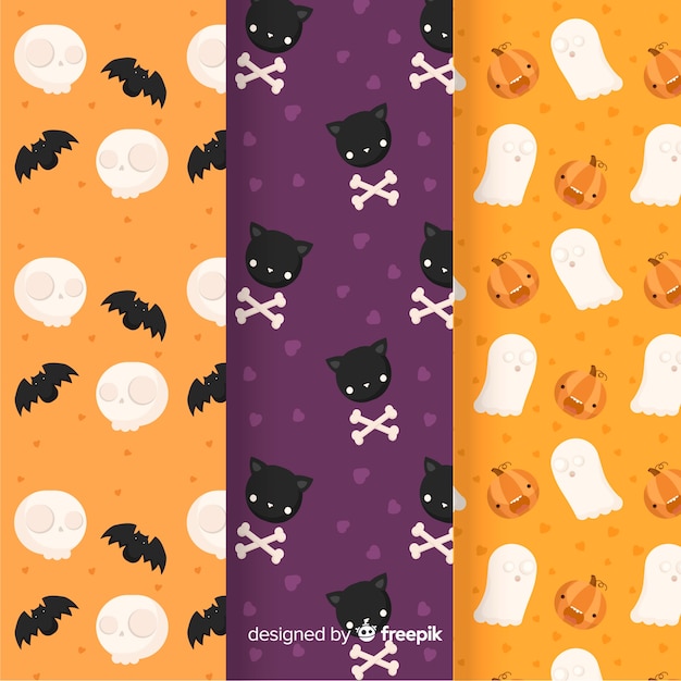 Flat halloween pattern collection