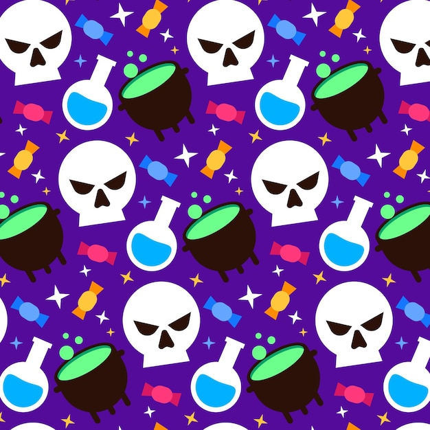 Vettore gratuito design piatto modello di halloween