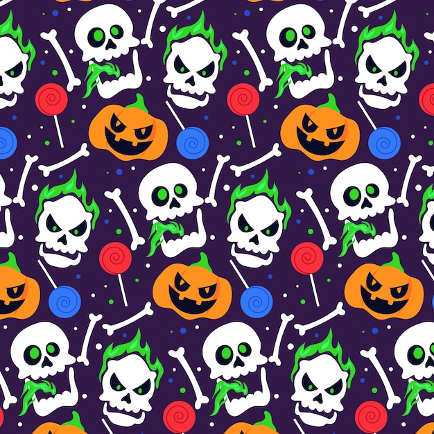 Vettore gratuito design piatto modello di halloween