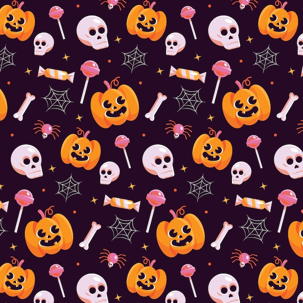 Vettore gratuito design piatto modello di halloween