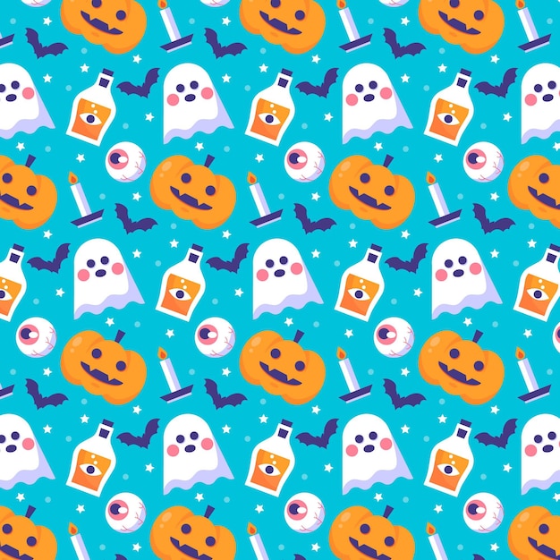 Vettore gratuito design piatto modello di halloween