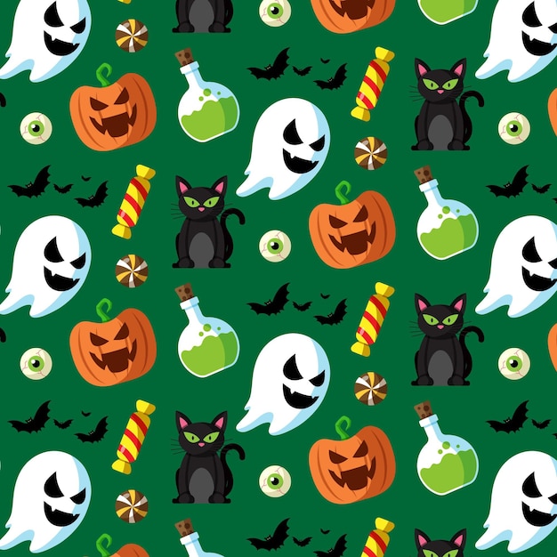 Flat halloween pattern design