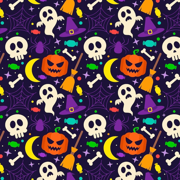 Vettore gratuito design piatto modello di halloween